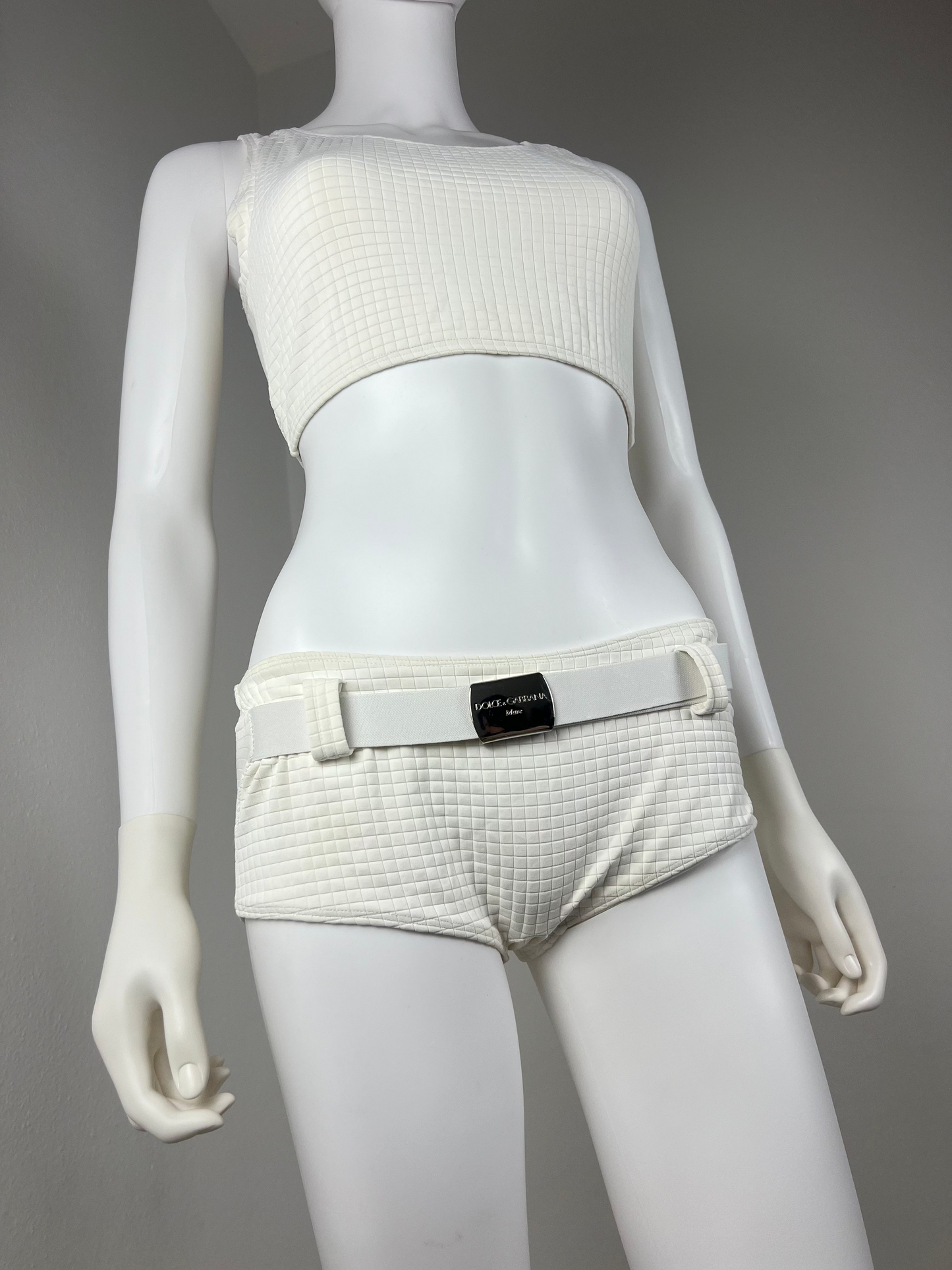 Dolce & Gabbana Mare White Beachwear set with Logo Belt