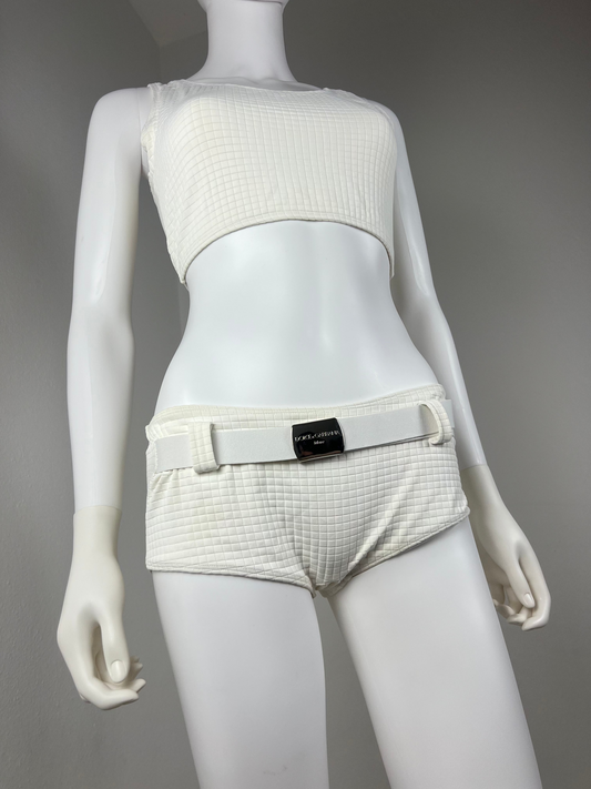 Dolce & Gabbana Mare White Beachwear set with Logo Belt