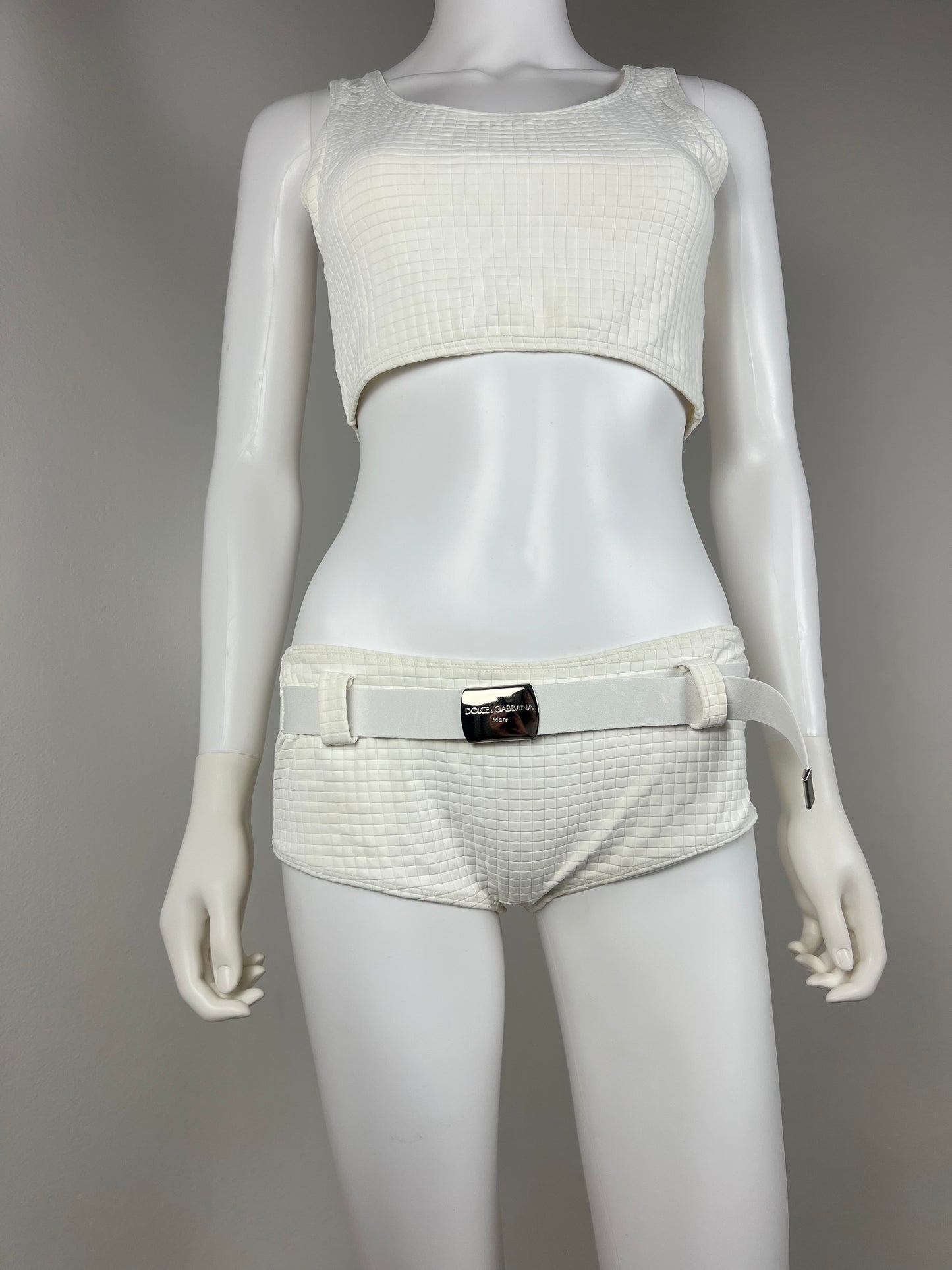 Dolce & Gabbana Mare White Beachwear set with Logo Belt